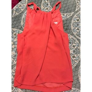 Trina Turk Womens Coral Pink Halter Neck Tie Back Sleeveless Blouse Size S